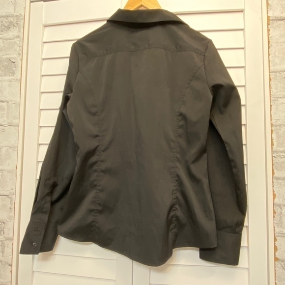 LADIES Bechers Brook black stretch long sleeve button down shirt size L - Picture 4 of 6